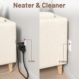 H HUNLEE 8FT Flat Plug Extension Cord with 3 Outlet Power Strip,Ultra Thin Outlet Concealer with Outlet Covers Baby Proofing,Flat Face Outlet Extender for Home,Bedroom,Kitchen with ETL Listed,White