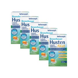 tetesept tetesept Bronchosan Husten Akut 20 Lutschtabletten C Hustenbonbons bei akuten Erk?ltungshusten, Hals- und Rachenreizungen C Mit Eibisch, Honig- und Eukalyptusaroma 5 x 20 St1ck