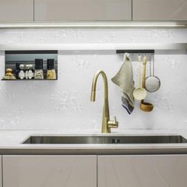 Decoroom White Peel and Stick Wallpaper, White Floral Textured Wallpaper 17.7 in X 394 in, Self-Adhesive Embossed White Flowers Contact Paper for Wall Covering Cabinet Bedroom