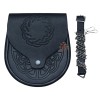 TH Celtic Circle Double Embossed Leather Day Wear Sporran