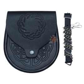 TH Celtic Circle Double Embossed Leather Day Wear Sporran
