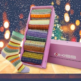 Women Casual Socks Novelty Gift Socks Vintage Soft Cute Patterened Crew Socks 5packs (Multi-color2)