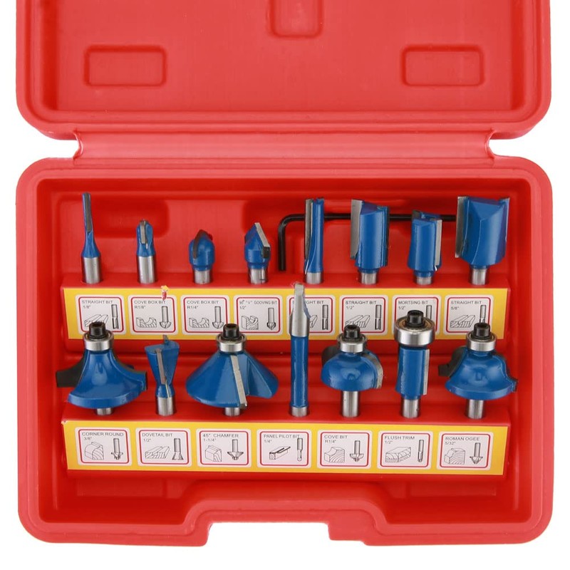 Renekton Tungsten Carbide Router Bits, 1/4in Shank, Woodworking Routing Drill
