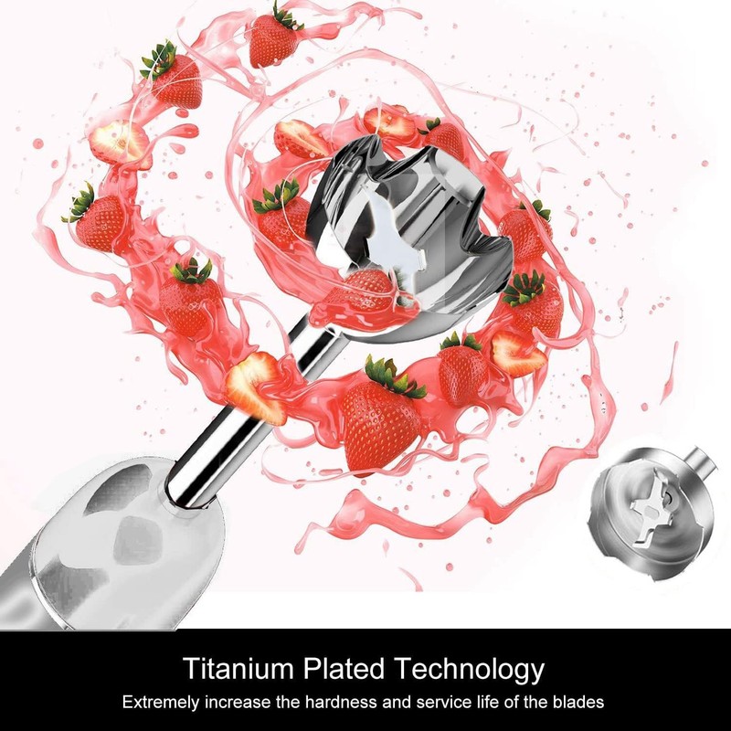 MegaWise Pro Titanium Reinforced 3-in-1 Immersion Hand Blender, Powerful Copper