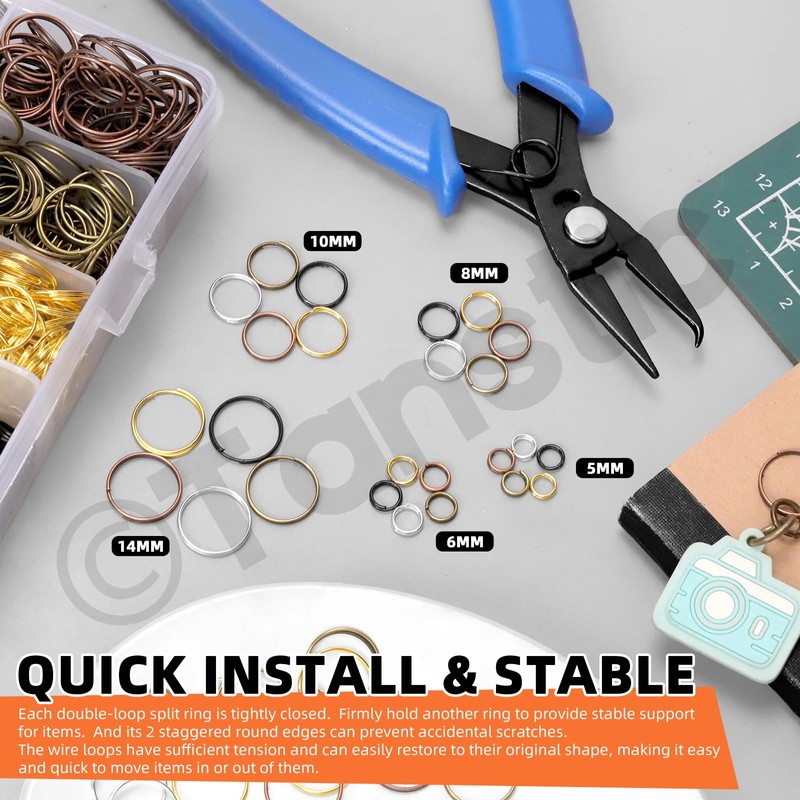 Tanstic 2500Pcs Double Jump Rings Split Jump Ring Double Closed
