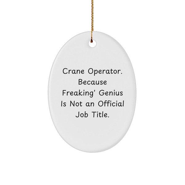 Crane Operator Genius Gifts: Funny Oval Ornament for Men, Women,