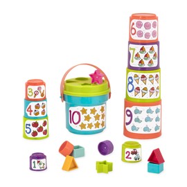 Battat – Nesting Sorter Set – 19Pc Stacking Bucket Sort Set – 10 Cups & 8 Shapes – Educational & Dexterity Toys – 18 Months + – Sort & Stack