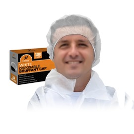Xpose Safety Xpose Safety White Disposable Bouffant Caps 24 Inch C Hairnets for Food Service, Beauty, Laboratories, Cleaning, Cooking C Breathable & Lightweight - (Pack of 300)