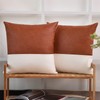 Tosewever Faux Leather/Cotton Throw Pillow Covers, Set of 2 Modern