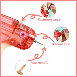4323pcs Stitchy Quick Clothing Fixer, 2 Fine Metal Steel Needles Fine Stitch Tagging Gun for Clothing, Mini Stitch Gun for Clothes Sewing Quilting Hemming Micro Tagging Gun 4320 Tiny Fasteners, Case(Red)