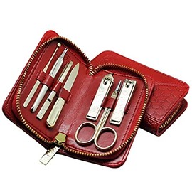 Nail Clippers Set Nail Clippers Pedicure Kit 7 in 1 Stainless Steel Manicure Kit with Nose Hair Scissors Easy to Use Adult Manicure Set Best Gift Choice Pedicure Tools for Feet (Color : R(Re
