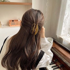 IYOU French Large Hair Claw Brown Plastic Hair Jaw Clips Geometry Cross Strong Hold Nonslip Hair Claw Clips for Women and Girls(3Pcs)
