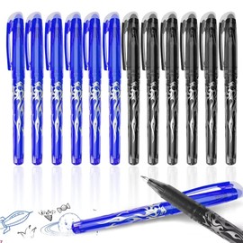 Erasable Ballpoint Pen 12 Pieces Erasable Rollerball Pen 0.5 mm Eraser Pen Set Erasable Gel Pens for Children Adults Office School