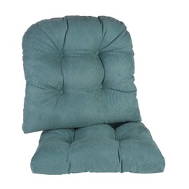 Klear Vu Gripper Overstuffed Universal Non-Slip Dining Chair Cushions for Kitchen Decor or Office Use, U-Shaped Skid-Proof Seat Pad, 17x17 Inches, 2 Count (Pack of 1), Linear Marine Blue