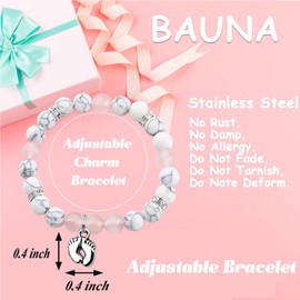 BAUNA Mommy To Be Gifts For 1st Time Mom Pregnant Daughter Gifts From Mom New Mom Necklace Maternity Gift footprint bracelet (Pregnant Daughter foot BrCA)