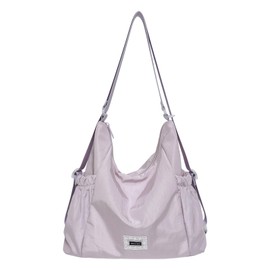 Mabecol Women's Handbag 4-in-1 Shoulder Bag Backpack Shoulder Bag Waterproof Nylon Shopper 33 x 28 x 13 cm with Side Pockets Adjustable Straps and Plain Style, purple