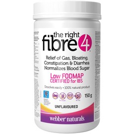 Webber Naturals The Right Fibre4 IBS Intestinal Discomfort 150 g, Unflavoured, 30 Servings, Fibre Supplement for Digestive Health, Low-FODMAP, Vegan