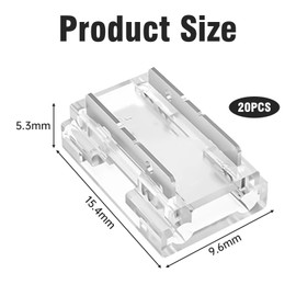YueJieSelected Pack of 20 LED Strip Connectors, 2 Pin, 8 mm LED Connector, Transparent LED Corner Connector, Mini LED Strip Connector, Corner Connector, for SMD COB LED Strips, Cable Connectors,
