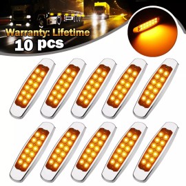 us-parts-seller 10x Amber LED Marker Clearance Light 12-LED Trailer Truck Lights For Peterbilt