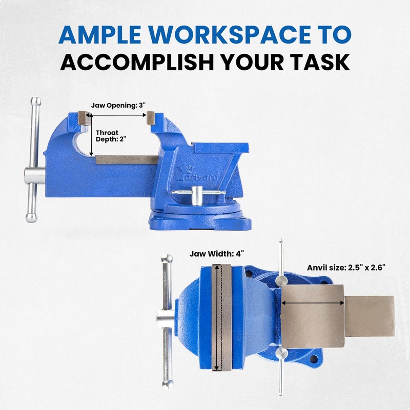 Forward General Purpose Bench Vise 4 Inch Ductile Iron Home