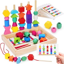 XIAOYANGKEJI Juguetes Montessori Secuenciación de Cuentas, Clasificación y Apilamiento, Juego de Habilidades Motoras Finas de Aprendizaje Preescolar, Juguetes Educativos Regalos para Niños y Niñas