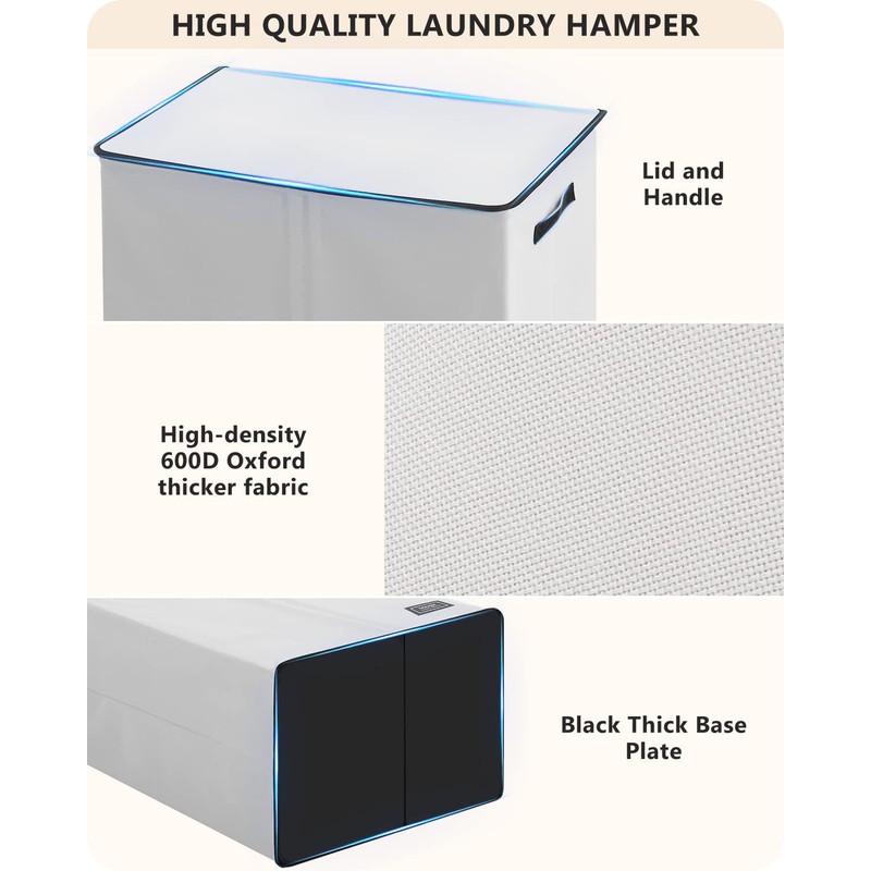 SOLEDI Luxury Double Laundry Hamper with Lid and Removable Bags,