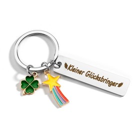 Hightopup Keyring Lucky Charm Best Friend Gifts Birthday Gift Ideas for Christmas New Year Key Ring Good Luck Clover Keyring, silver