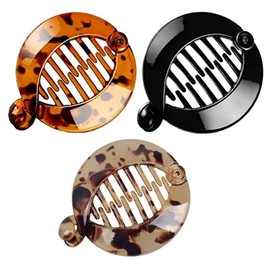 3Pcs Resin Banana Hair Clips Hair Combs Round Pins Clip Ponytail Holder Small Banana Hair Combs Fishtail Hair Clip Side Comb Round Ponytail Holder for Women Girl Hair Accessories