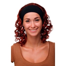 WIG ME UP - BRO-704-350 Women's Wig Headband (Firm) Voluminous Curls Shoulder Length Red Copper Red