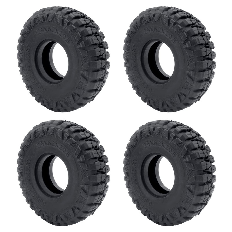 4pcs 1.0inch Rubber Tires, RC Crawler Wheel Tires Tyres 62mm