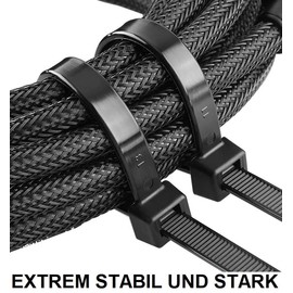 Akyandoo Pack of 100 Cable Ties Black White Strong Nylon Cable Ties in High Quality [KB1-Black-2.5x100]