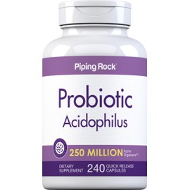 Piping Rock Probiotic Acidophilus Capsules | 250 Million CFU | 240 Pills | Dietary Supplement | Non-GMO, Gluten Free