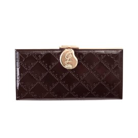 Clelia CL-15610 Women's Long Wallet with Clasp, Enamel, Flap, Large Capacity, luce Series