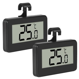 Pack of 2 Fridge Thermometers, Digital Fridge Thermometer with Easy-to-Read LCD Display, Thermometer for Freezer with Frost Alarm Thermometer Fridge for Home, Restaurants, Kitchen