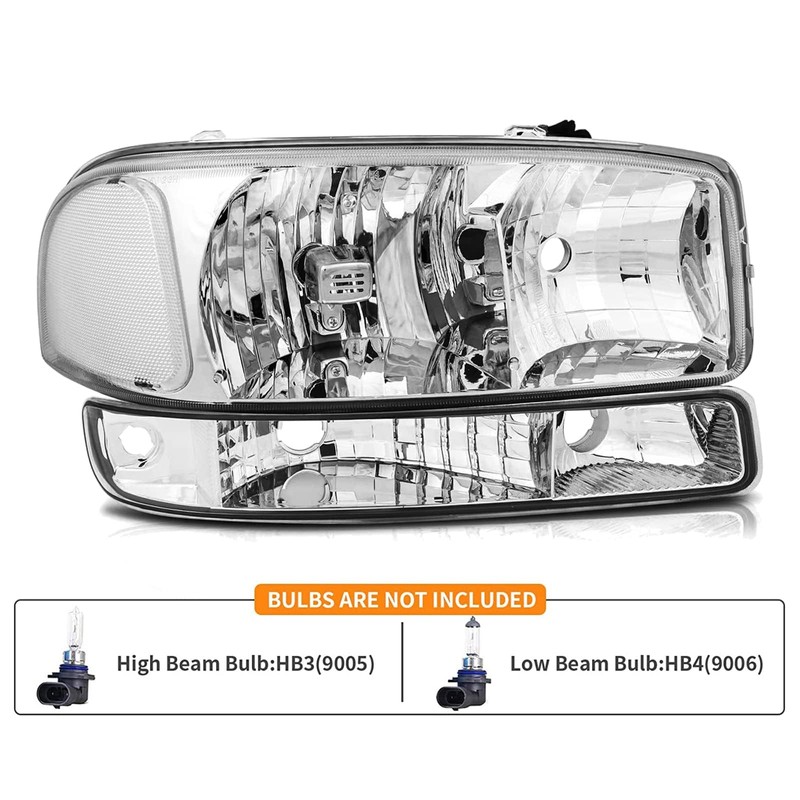 Headlight Assembly for 1999-2006 GMC Sierra 1500 2500 3500,00-06 Yukon