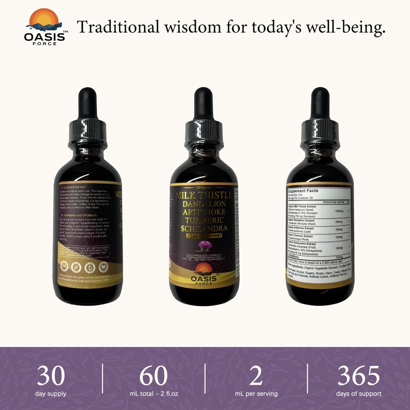 OASIS FORCE Organic Milk Thistle Extract Liquid for Liver Cleanse