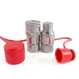 AKSPARE 1/2" NPT Thread ISO16028 Skid Steer Flat Face Hydraulic Quick Connect Couplers/Couplings Set With Dust Caps