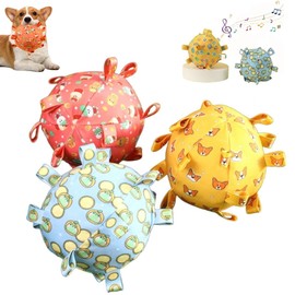 Dog Squeaky Plush Toy,Soft Stuffed Toys,Interactive Dogs Ball with Tabs,Pet Fetch Ball Chew Training Toys,Cleaning Teeth Dog Toys,Pet Toys to Keep Them Busy for Small Medium Large Dogs (Blue)