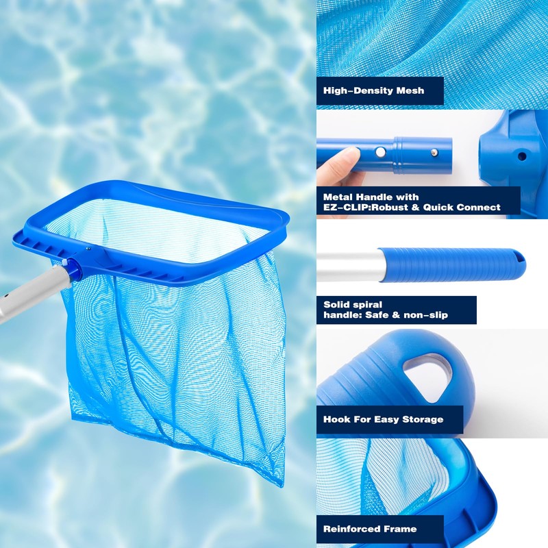 Pool Skimmer - Pool Net with Pole, 4 Section, 26.4"-66.5"