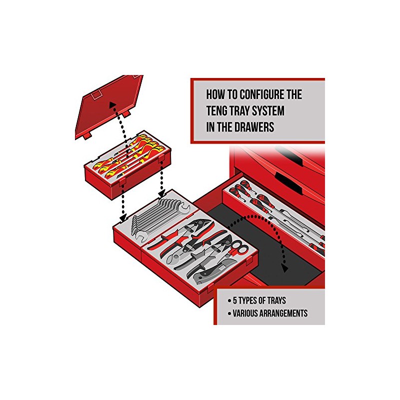Teng Tools 8 Compartment Double Size Empty Plastic Storage Tray