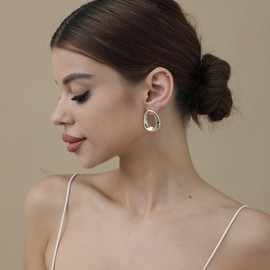 Rajputana Gold Hoop Earrings for Women Girls, 18K Chunky Gold Hoop Earrings Hypoallergenic Lightweight Hollow Open Earrings Trendy Jewellery