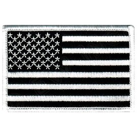 Lakeshore Trade AMERICAN FLAG PATCH embroidered iron-on US BLACK WHITE MILITARY United States