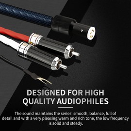 Viborg LC800 Tonearm Cable, 6.6FT/2M, Silver Plated 5N OFC, 5 Pin DIN to 2RCAs Phono Wire Turntables Analog Cable with Rhodium Plated RCA Plug