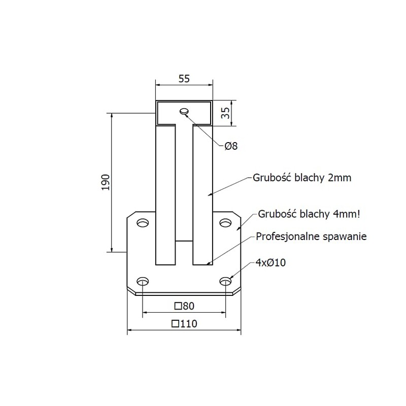 NAJDER Screw-On Sleeve Post Holder 35 x 55 mm for