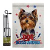 Breeze Decor Patriotic Torkshire Terrier Garden Flag Set with Stand