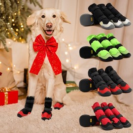 LIKOKLIN Dog Boots, Dog Shoes, Waterproof, Non-Slip, Dog Shoes, Anti-Slip, Paw Protection, Dog Shoes, Rubber Sole, Breathable, Pet Walking, Waterproof, Rainy Days, Medium and Large Dogs, Walking
