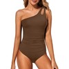 Holipick One Shoulder One Piece Swimsuit for Women Tummy Control