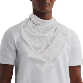 Desert Dress Shemagh Scarf - Palestine Supporter All Plain White Checkered Stylish & Versatile Fashion Neck Shawl for Men & Women of All Ages FBA