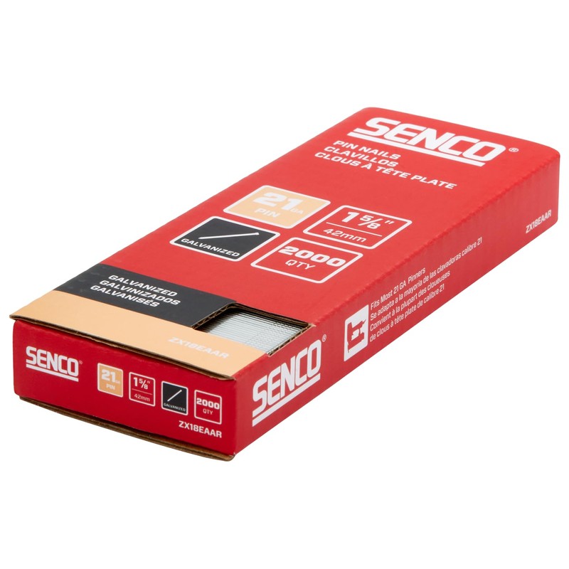 SENCO ZX18EAAR 1-5/8" 21 Gauge Pin Nails, Galvanized Finish 2,000