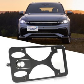 No Drill Front Bumper License Plate Mount Compatible with Volkswagen Tiguan R 2020-2023 Front Tow Hook License Plate Mounting Bracket Holder Car License Plate Frames Accessories Kit